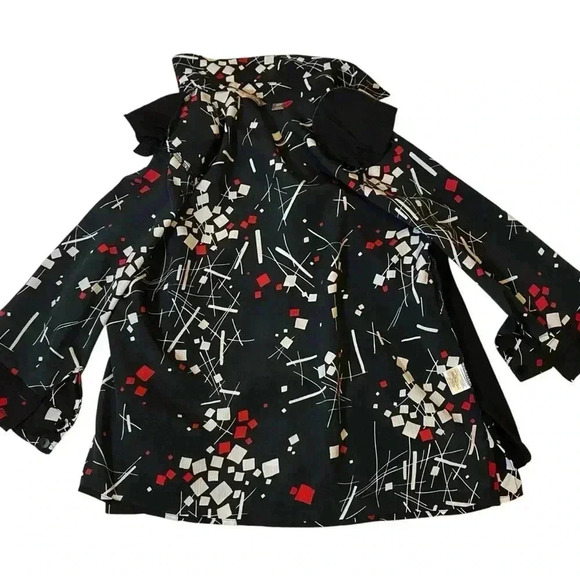 White Stag Women's Black Abstract Geometric Print Button Down Top Blouse 1X 16W - Picture 8 of 13